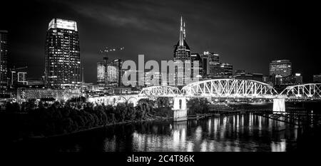 Nashville by night - amazing view over the skyline - NASHVILLE, Stock Photo