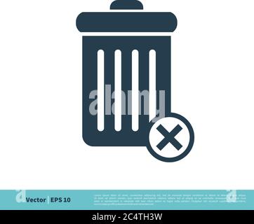 Trash Can / Garbage Bucket Icon Vector Logo Template Illustration Design. Vector EPS 10. Stock Vector