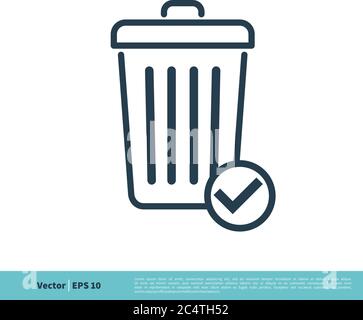Trash Can / Garbage Bucket Icon Vector Logo Template Illustration Design. Vector EPS 10. Stock Vector