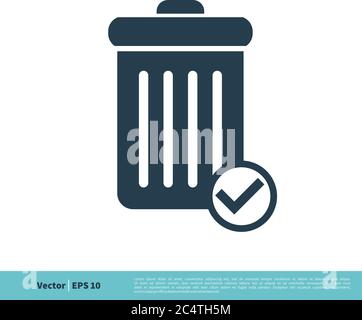 Trash Can / Garbage Bucket Icon Vector Logo Template Illustration Design. Vector EPS 10. Stock Vector