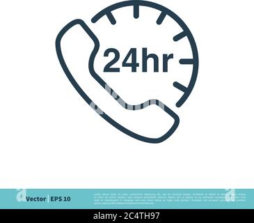Call Center 24 Hours Assistance Icon Vector Logo Template Illustration Design. Vector EPS 10. Stock Vector