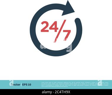 24 Hours Assistance Icon Vector Logo Template Illustration Design. Vector EPS 10. Stock Vector