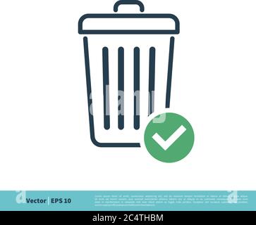 Trash Can / Garbage Bucket Icon Vector Logo Template Illustration Design. Vector EPS 10. Stock Vector