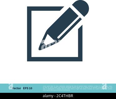 Pencil in Square Icon Vector Logo Template Illustration Design. Vector EPS 10. Stock Vector