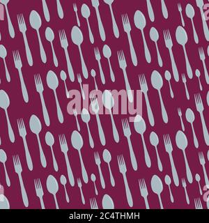 fork and spoon seamless pattern vector illustration background Stock Vector