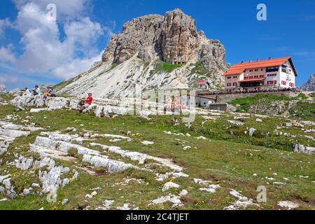 Rifugio Locatelli (Dreizinnenhutte) in the Dolomites Stock Photo