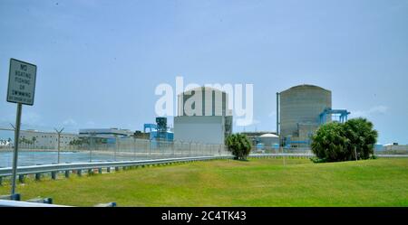 Hutchinson Island, St. Lucie County. Florida USA. June 28, 2020. Florida Power and Light St. Lucie Nuclear Plant is located on Hutchinson Island, midway between Fort Pierce and Stuart. The plant is situated on a 1,132-acre tract of land. Approximately one quarter of the site is used for generating electricity. The remainder of the property consists of mangrove swamps, marsh and beaches. This wealth of natural habitat has allowed FPL to support a variety of environmental activities. Photo Credit: Julian Leek/Alamy Live News Stock Photo