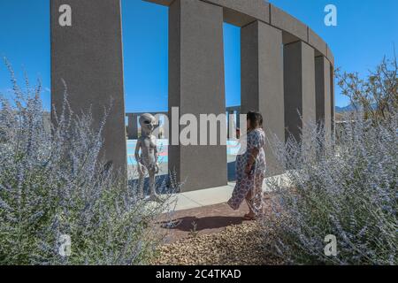 ALAMO, NEVADA, UNITED STATES - Jun 07, 2020: An alien statue stands ...