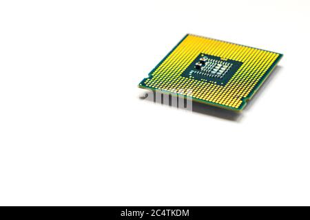 CPU - Central processing unit microchip isolated on white background with copy space Stock Photo