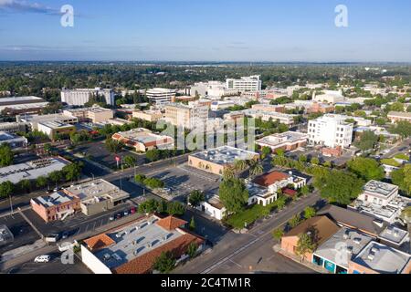 Aerial view above downtown Visalia, California Stock Photo - Alamy