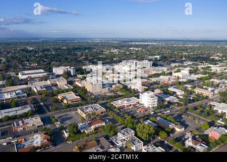 Aerial view above downtown Visalia, California Stock Photo - Alamy