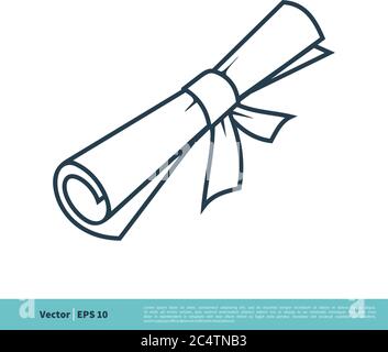Scroll Paper Graduation / Certification Icon Vector Logo Template Illustration Design. Vector EPS 10. Stock Vector