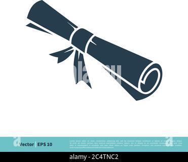 Scroll Paper Graduation / Certification Icon Vector Logo Template Illustration Design. Vector EPS 10. Stock Vector