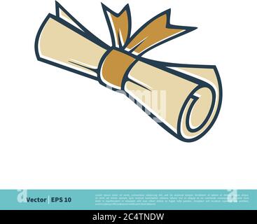Scroll Paper Certificate Icon Vector Logo Template Illustration Design. Vector EPS 10. Stock Vector