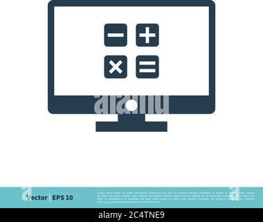 Monitor, LCD, LED Icon Calculator Vector Logo Template Illustration Design. Vector EPS 10. Stock Vector