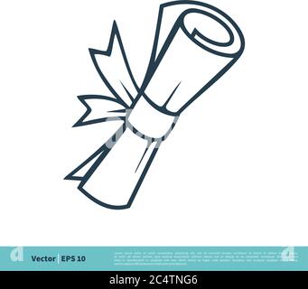 Scroll Paper Certificate Icon Vector Logo Template Illustration Design. Vector EPS 10. Stock Vector