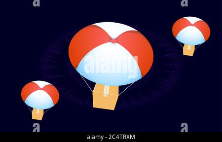 digital textile design of hot air balloon on abstract backgrounds Stock Vector
