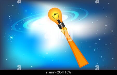 bulb shaped spacecraft flying on abstract backgrounds Stock Vector