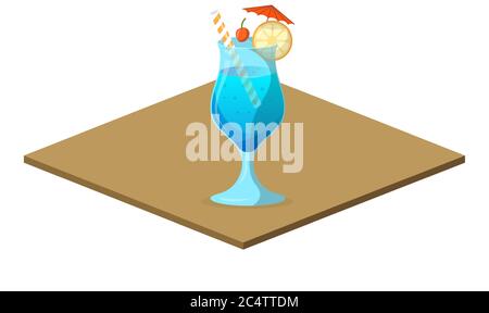 mock up illustration of mocktail drinks on a podium Stock Vector