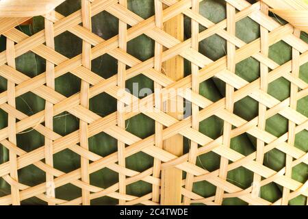 Closed up bamboo wood  handmade brown or wicker craft weave texture background Stock Photo