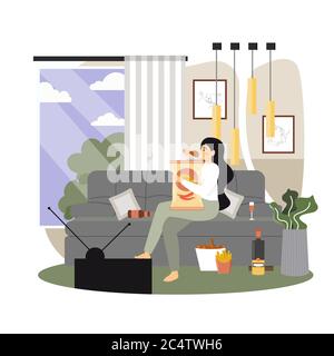 Unhealthy lifestyle, vector flat style design illustration Stock Vector