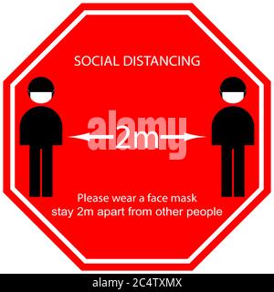 Foot Symbol Marking the standing position, the floor as markers for people to stand 2m apart, the practices put in place to enforce social distancing, Stock Vector