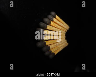 isolation of match sticks,over black background. Stock Photo