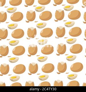 Whole and broken eggshell, natural product seamless pattern Stock Vector