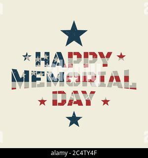 Memorial Day background or banner design with american color flag. Design vintage letter background. Vector illustration EPS.8 EPS.10 Stock Vector