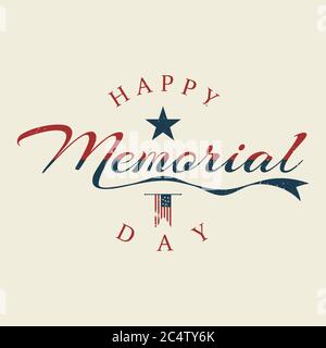 Memorial Day letter background or banner design with american color flag. Design vintage letter background. Vector illustration EPS.8 EPS.10 Stock Vector