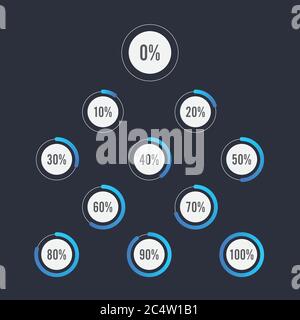 Set of circle percentage diagrams for infographics design elements Stock Vector
