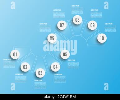 Infographics design vector and marketing icons can be used for workflow layout, diagram, annual report, web design. Business concept with 10 options. Stock Vector