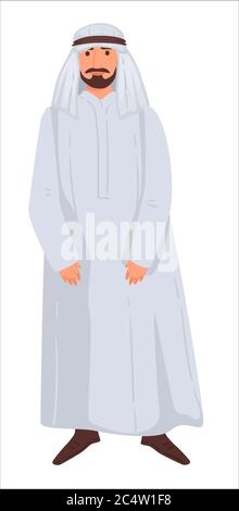 Man wearing traditional islamic clothes for males, islamic personage Stock Vector
