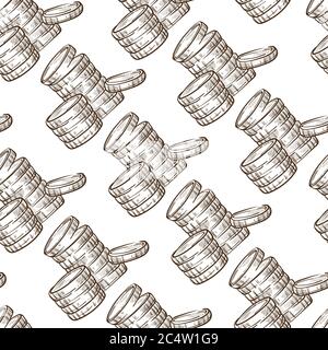 Coins in pile, cash money monochrome seamless pattern Stock Vector