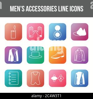 Unique men's accessories vector line icon set Stock Vector