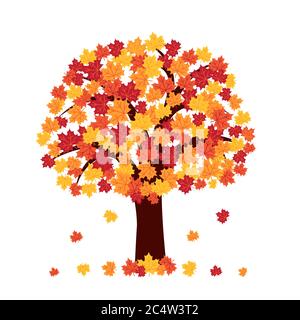 Autumn tree on white background Stock Vector