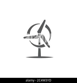 Wind turbine icon on white background Stock Vector