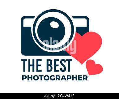 Best photographer photo studio logotype or award icon Stock Vector
