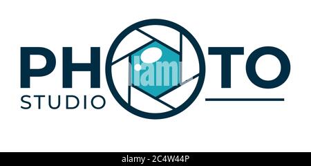 Photo studio photography technology, company or services logotype Stock Vector