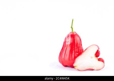 half  rose apple and   water apples  on white background healthy rose apple fruit food isolated Stock Photo