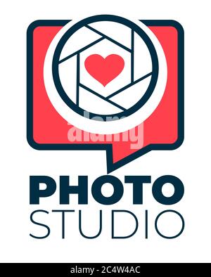 Photo studio logotype with shutter and heart vector Stock Vector