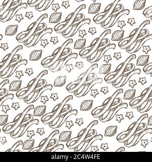 Italian pasta types, macaroni of italy cuisine seamless pattern Stock Vector