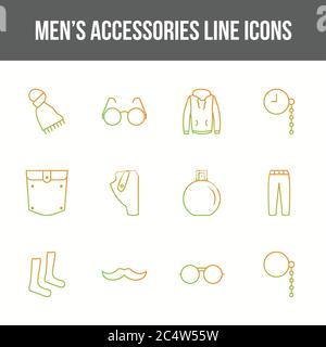 Unique men's accessories vector line icon set Stock Vector