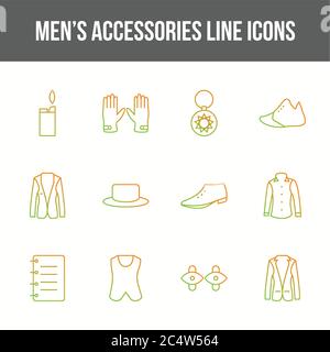 Unique men's accessories vector line icon set Stock Vector