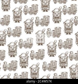 Train locomotive toy for children seamless pattern vector Stock Vector