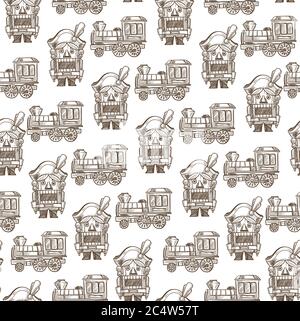 Train locomotive toy for children seamless pattern vector Stock Vector
