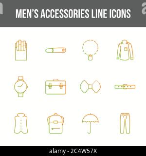 Unique men's accessories vector line icon set Stock Vector