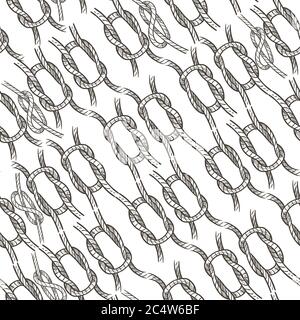 Loops and knots tied of cords or ropes seamless pattern Stock Vector