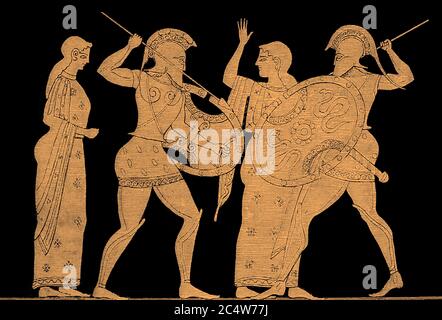 Troy Trojan War fighting Achilles and Memnon 300 BC Greek pottery ...