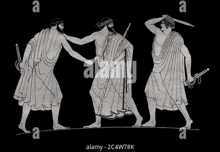 The tyrannicides Harmodius and Aristogeiton, ancient Greece Stock Photo ...